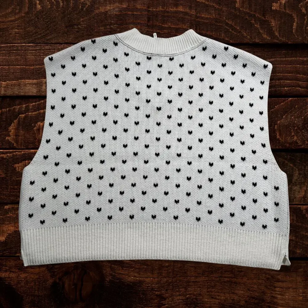 Free People Heart Pattern Easy Street Oversized Boxy Sweater Vest Medium